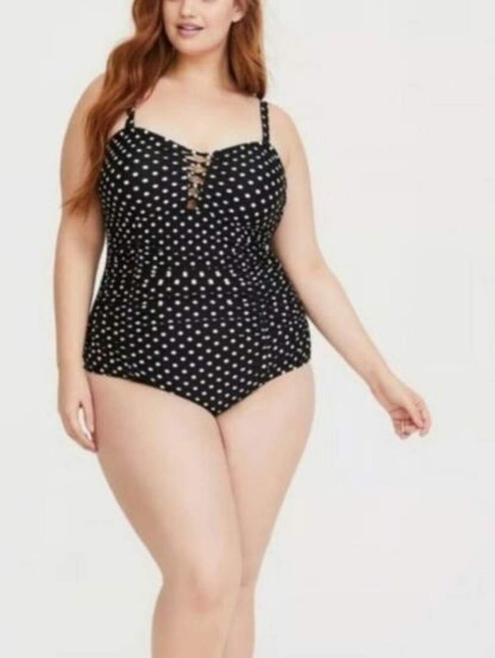 torrid Black White Polka Dot One-Piece Swim
